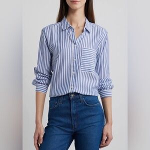 beachlunchlounge Candy Stripe Cotton Blend Button-Up Shirt Women’s Size XL NWT